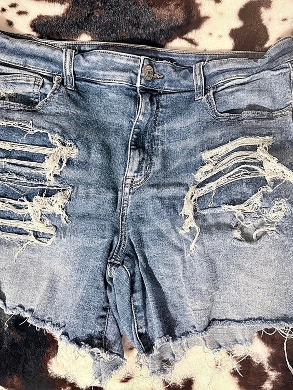American Eagle Ne(x)t Level Hi-Rise Shortie Jean Shorts Blue Waist 16